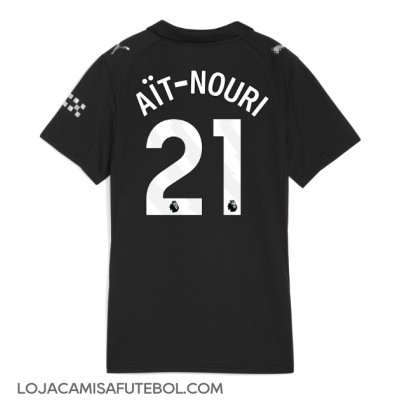 Camisa de Futebol Manchester City Rayan Ait-Nouri #21 Equipamento Secundário Mulheres 2025-26 Manga Curta Camisa de Futebol Manchester City Rayan Ait-Nouri #21 Equipamento Secundário Mulheres 2025-26 Manga Curta